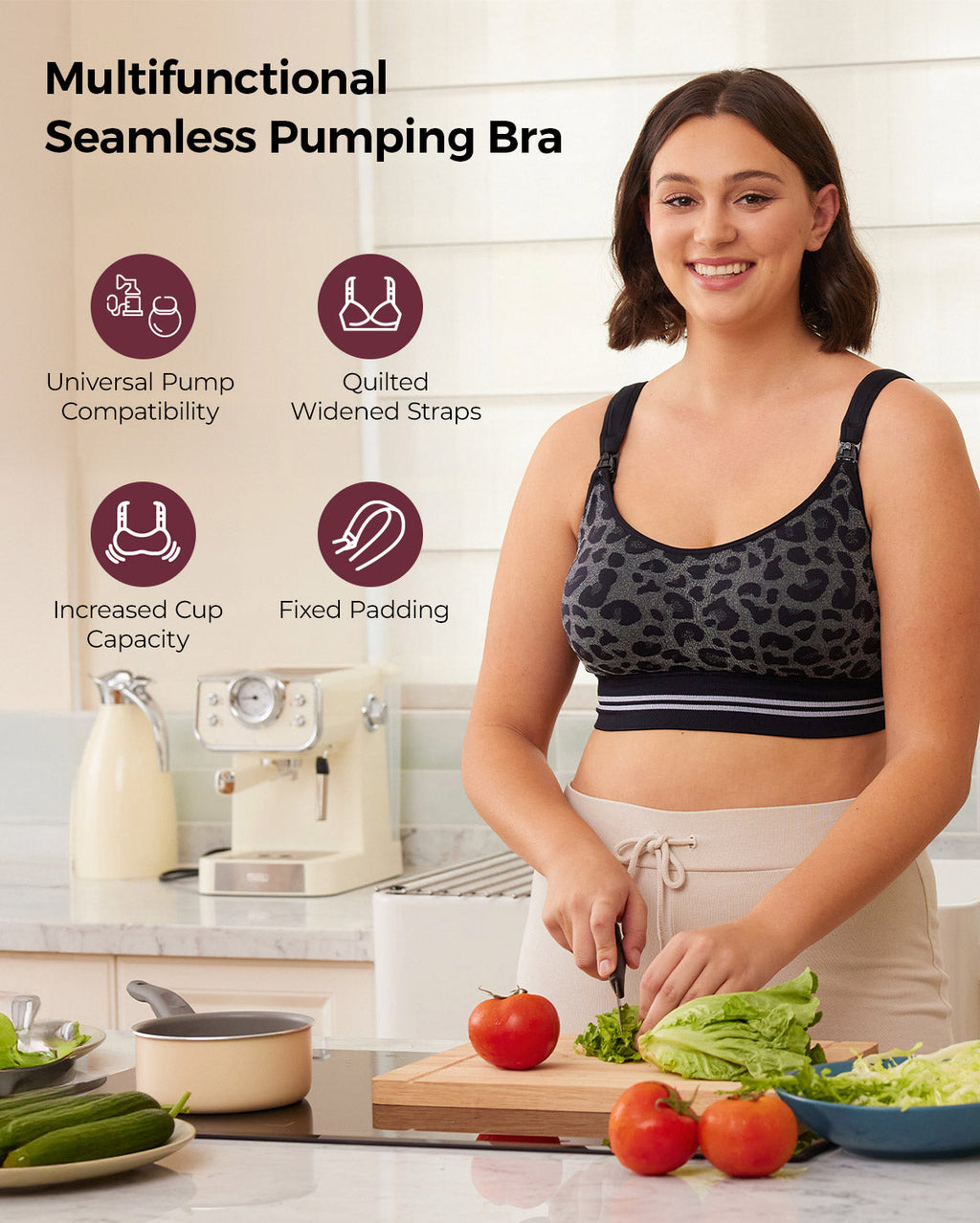 DEX - 4-in-1 Hands Free Seamless Stretch Fabric Pumping Bra-HF022