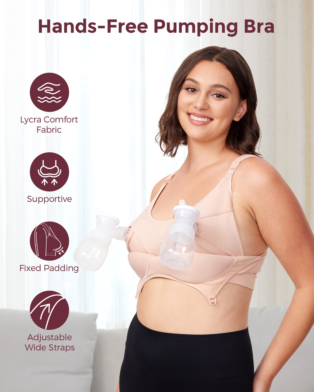 Momcozy Hands-Free Pumping Bra All-in-One with Fixed Padding