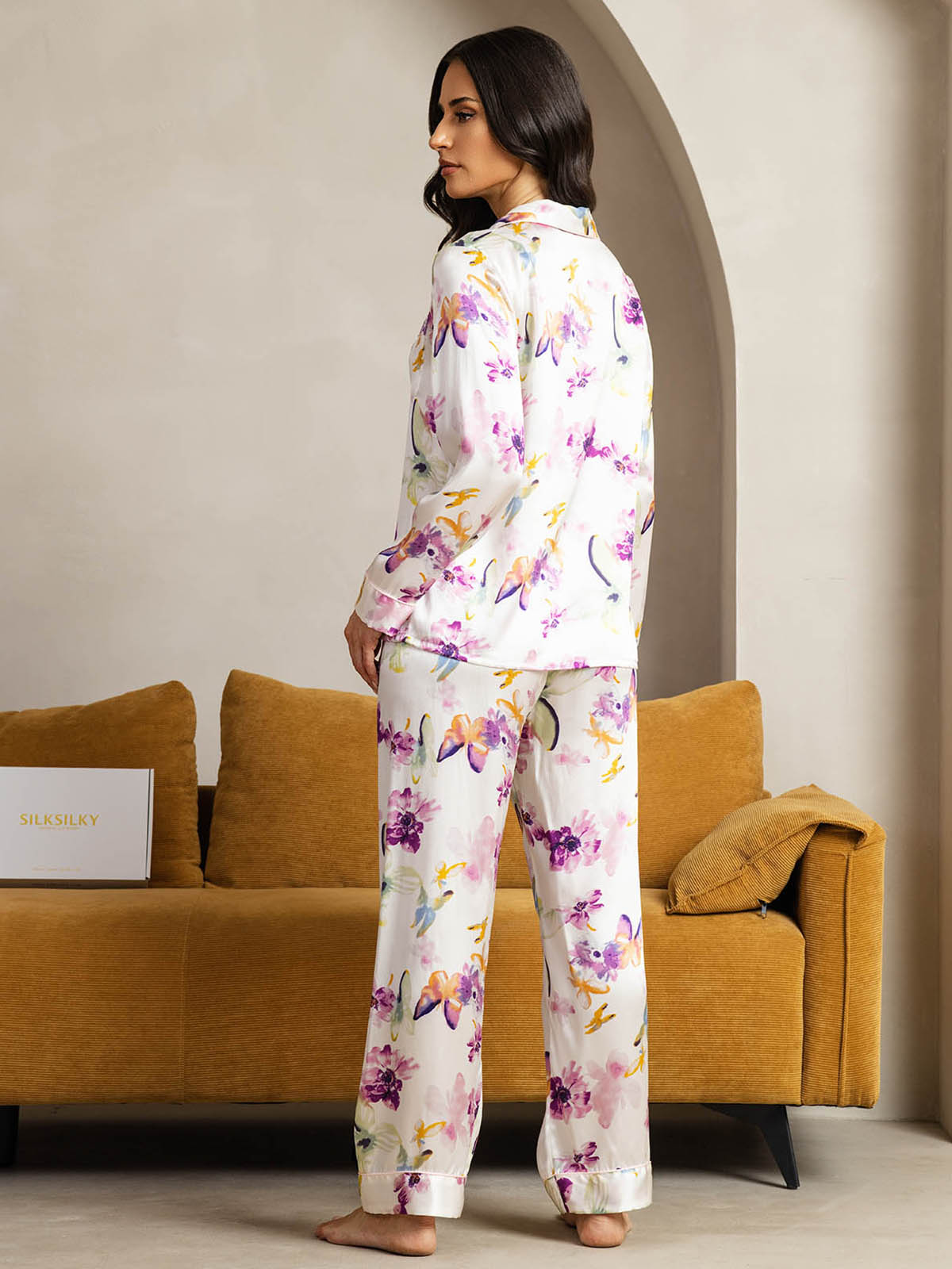 Women's Natural Silk Long Sleeve Pajama Set