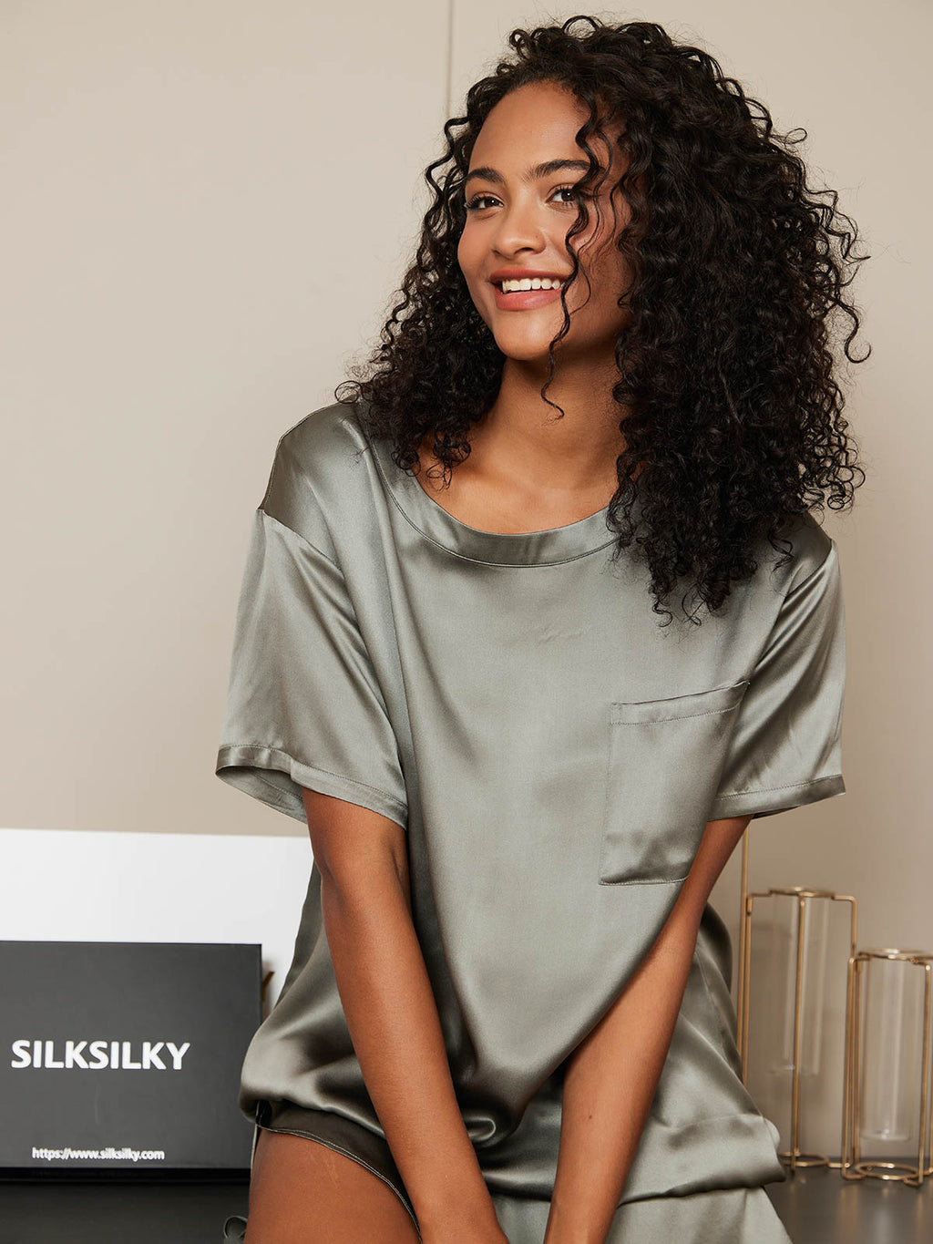 Pure Silk Short Sleeve Pajamas