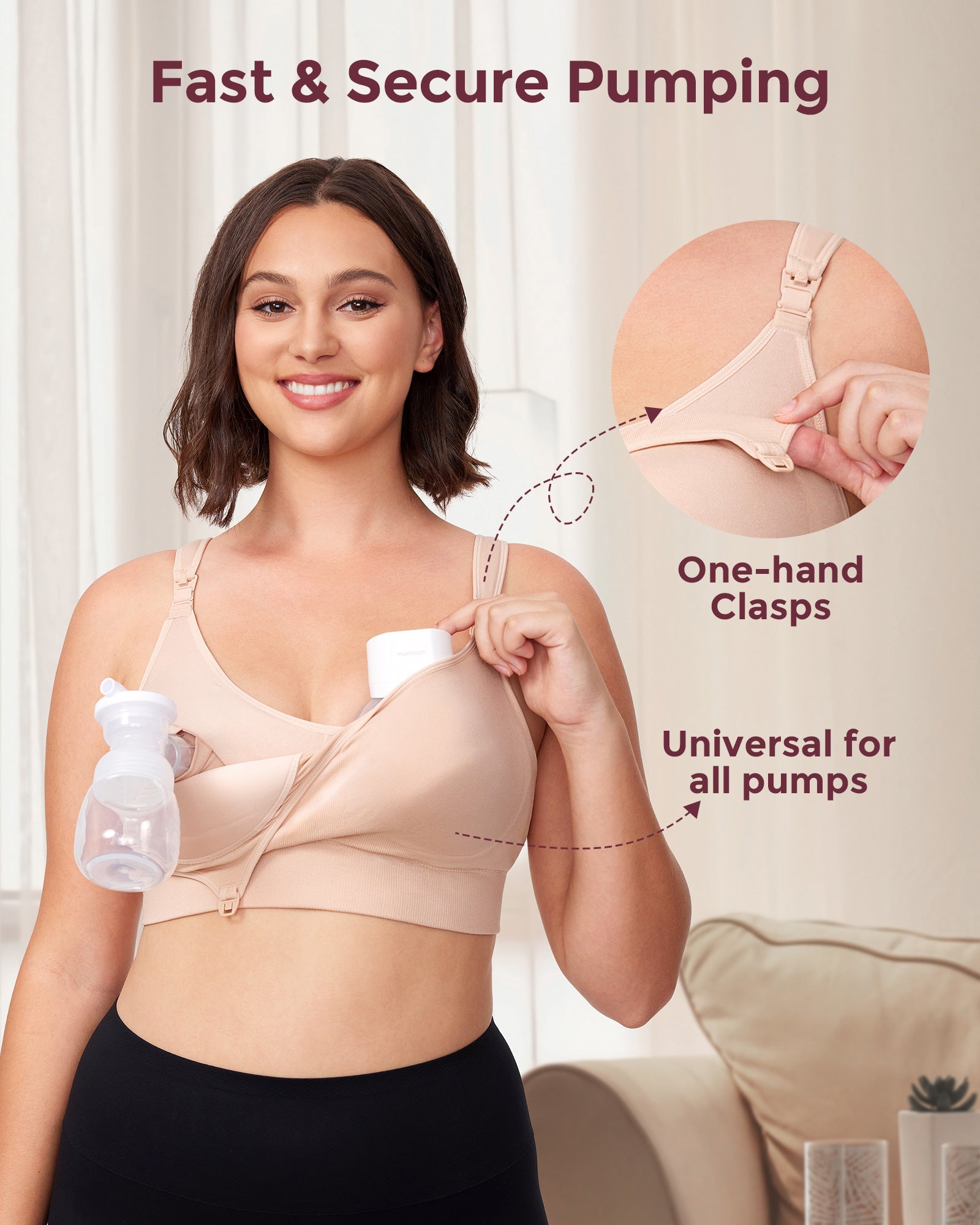 Momcozy Hands-Free Pumping Bra All-in-One with Fixed Padding