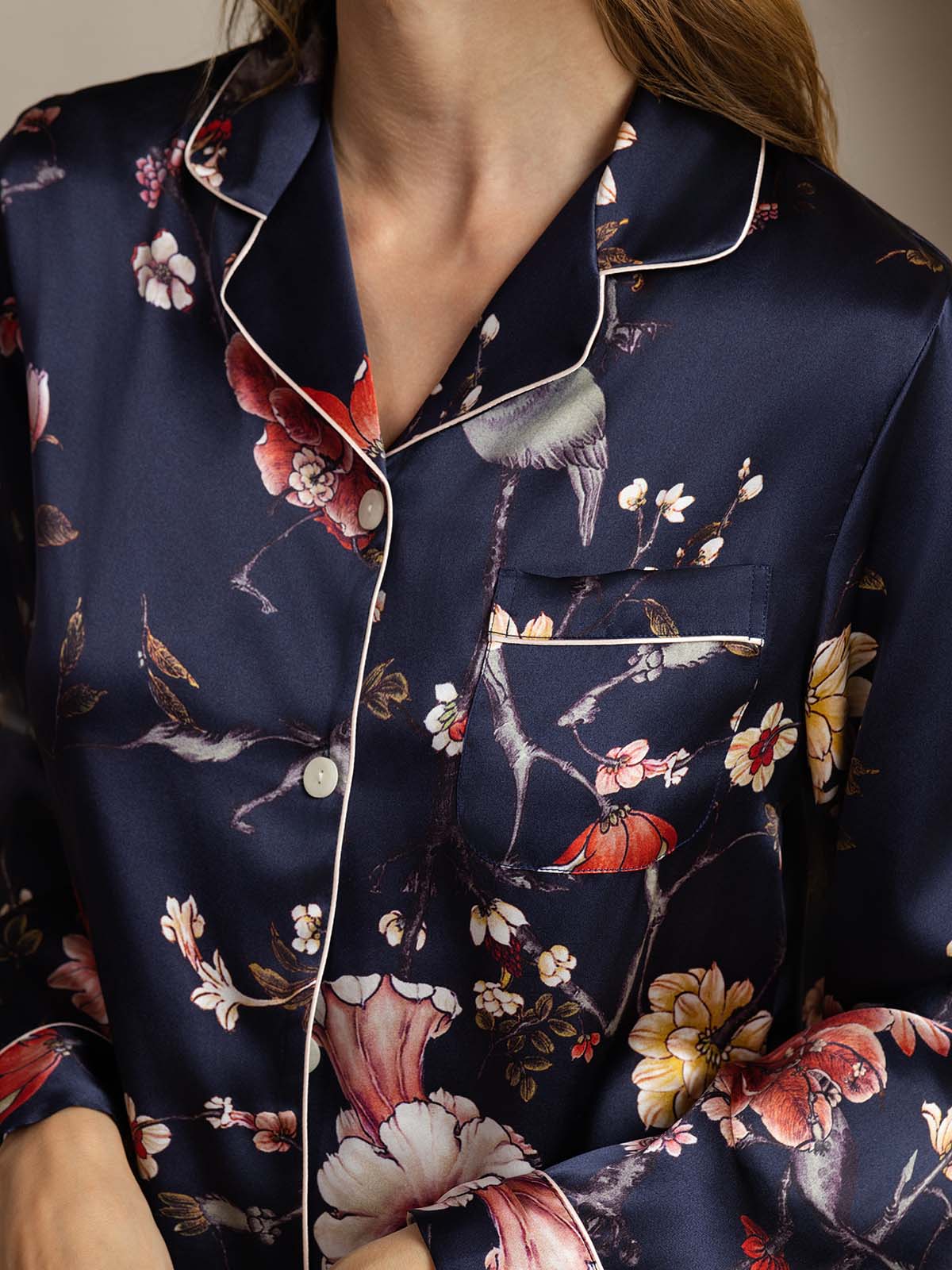 Women's Natural Silk Long Sleeve Pajama Set