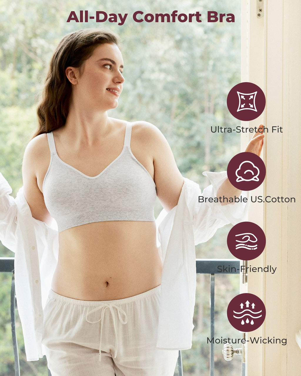 U.S. Cotton Seamless Wireless Everyday Bras