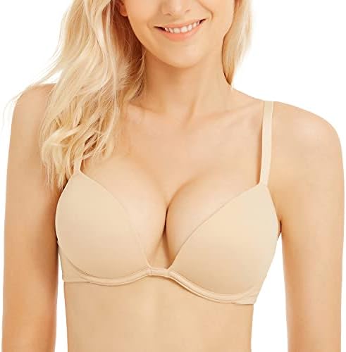 Push Up Bra Deep V Plunge Underwire T-Shirt Bra Multiway 2 Cups Up