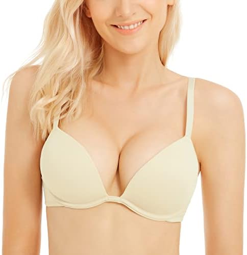 Push Up Bra Deep V Plunge Underwire T-Shirt Bra Multiway 2 Cups Up
