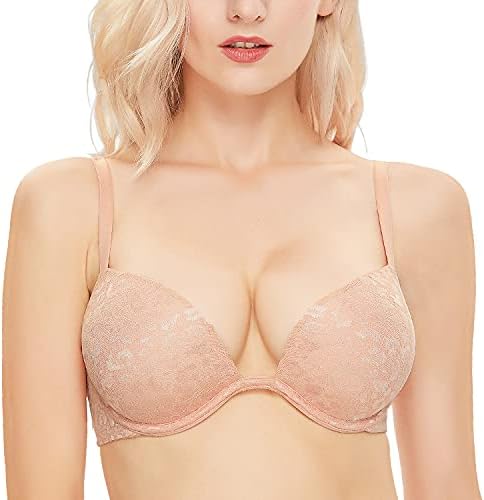 Push Up Bra Deep V Plunge Underwire T-Shirt Bra Multiway 2 Cups Up