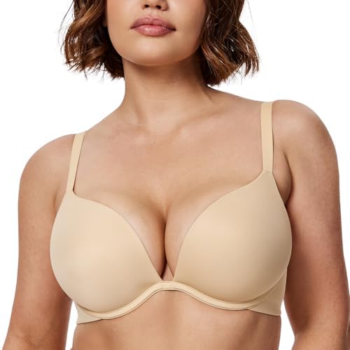 Push Up Bra Deep V Plunge Underwire T-Shirt Bra Multiway 2 Cups Up