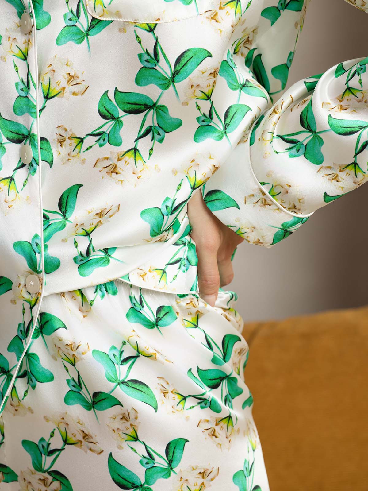 Women's Natural Silk Long Sleeve Pajama Set