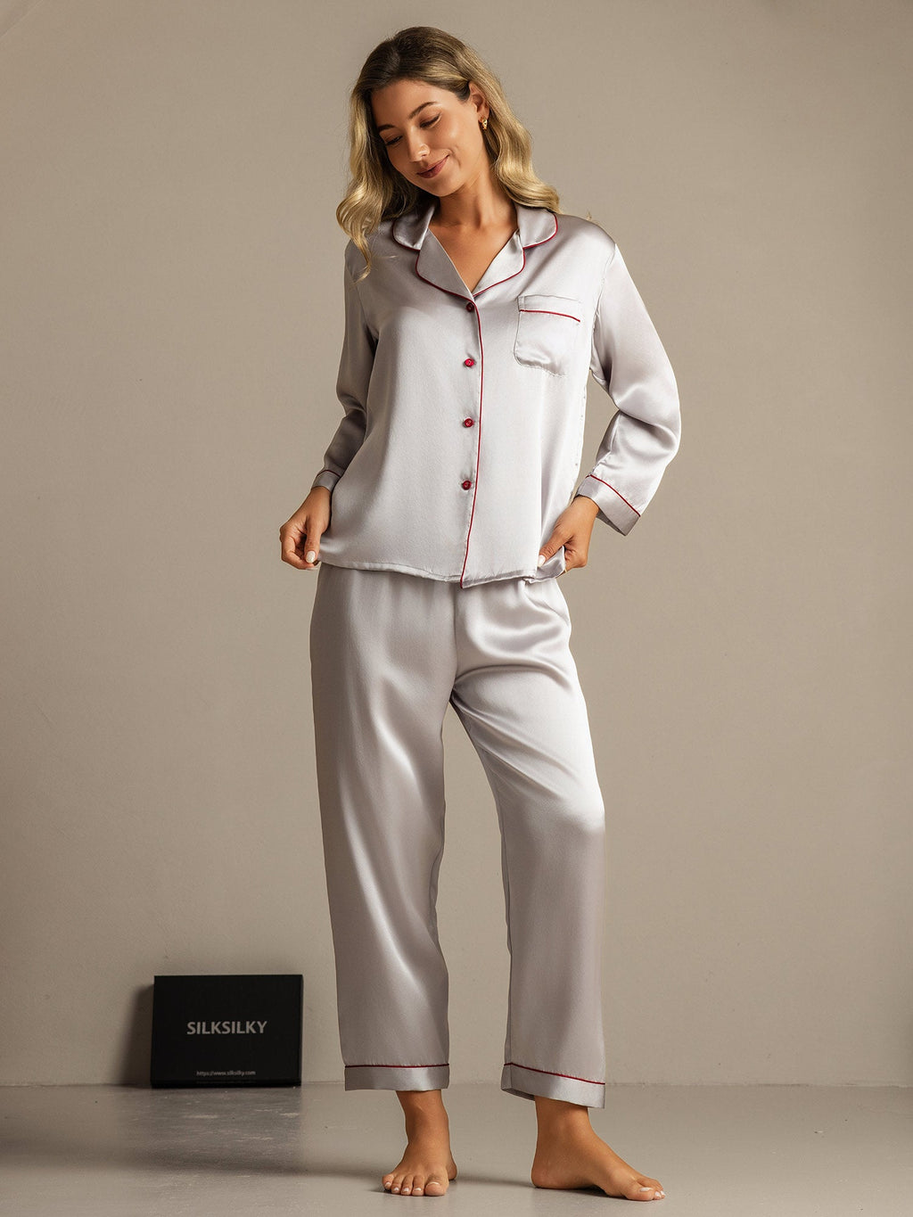 Women's Natural Silk Long Sleeve Pajama Set