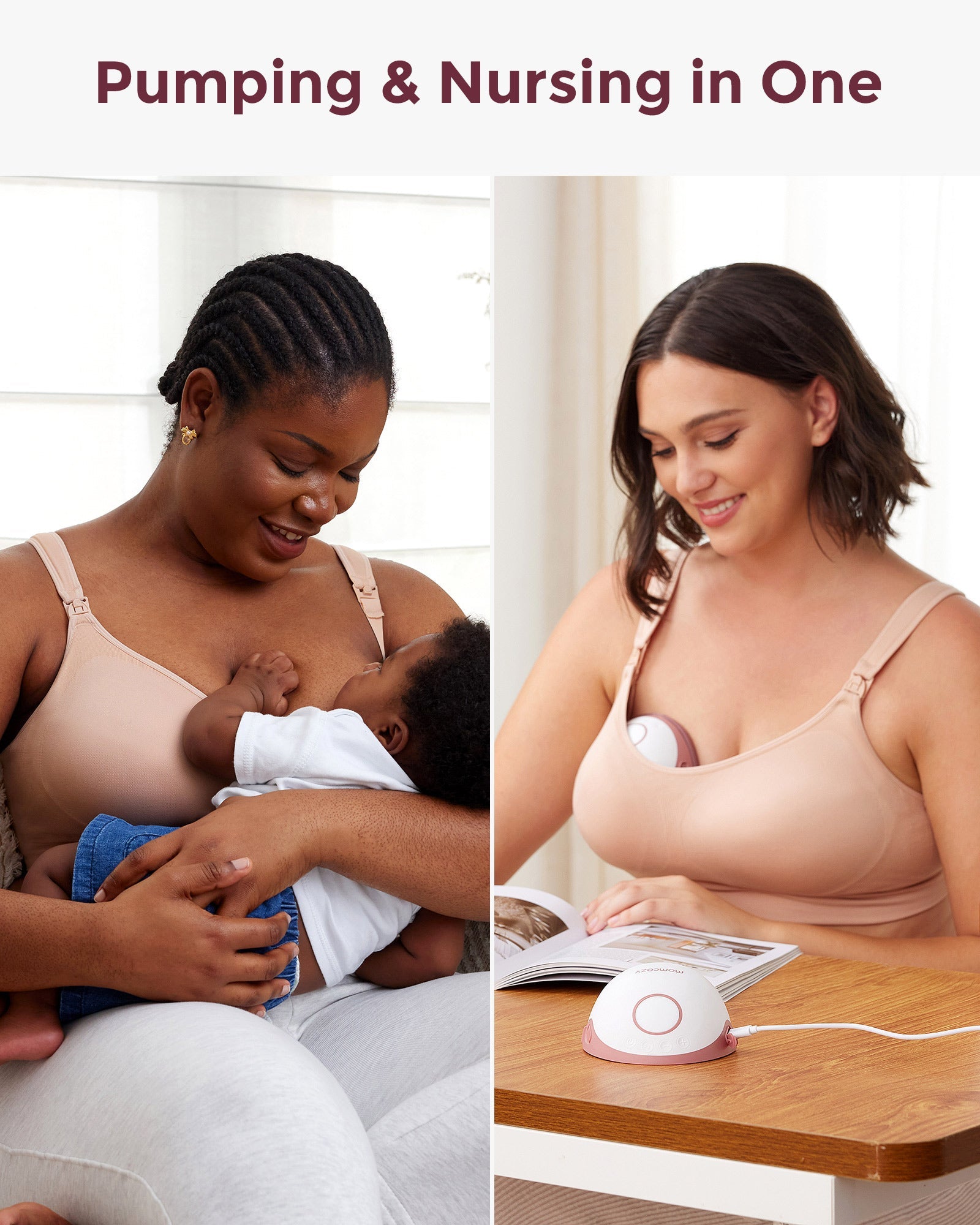 Momcozy Hands-Free Pumping Bra All-in-One with Fixed Padding