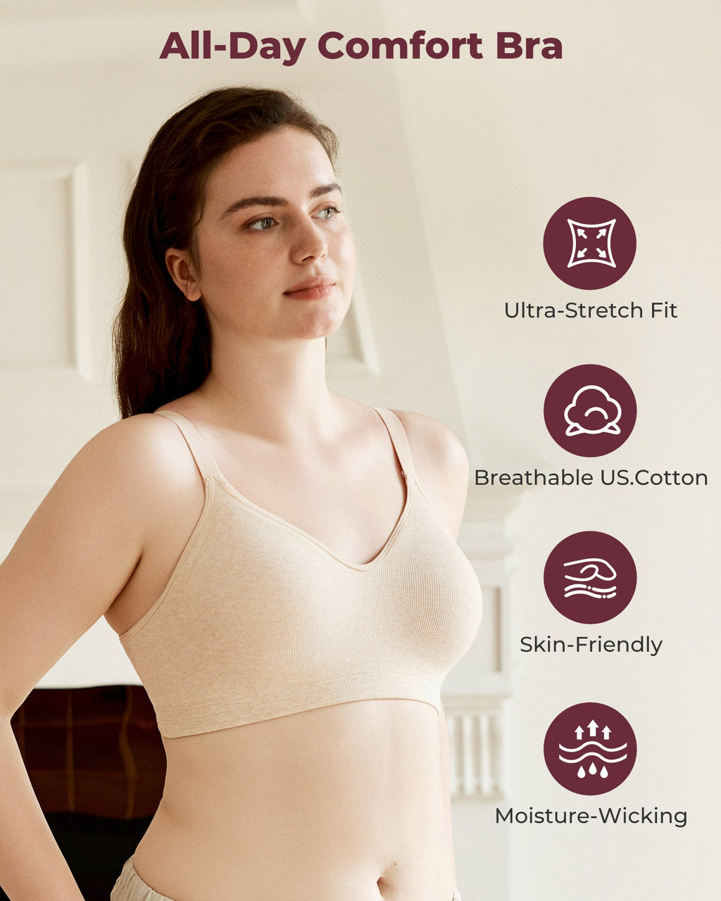U.S. Cotton Seamless Wireless Everyday Bras