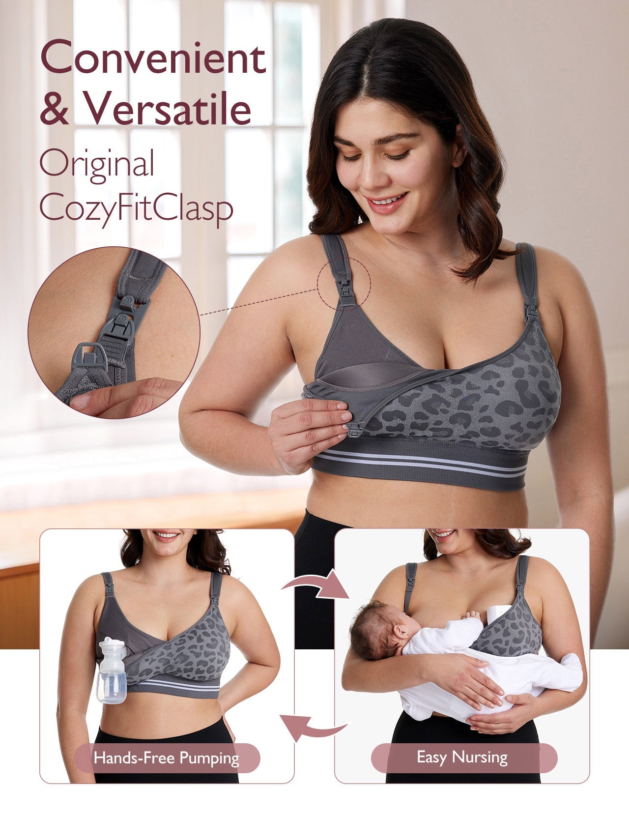DEX - 4-in-1 Hands Free Seamless Stretch Fabric Pumping Bra-HF022