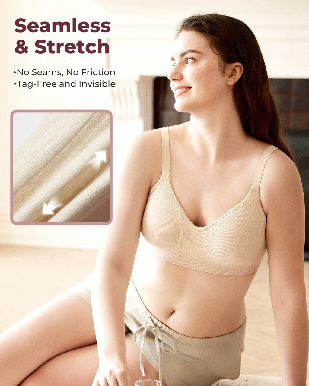 U.S. Cotton Seamless Wireless Everyday Bras