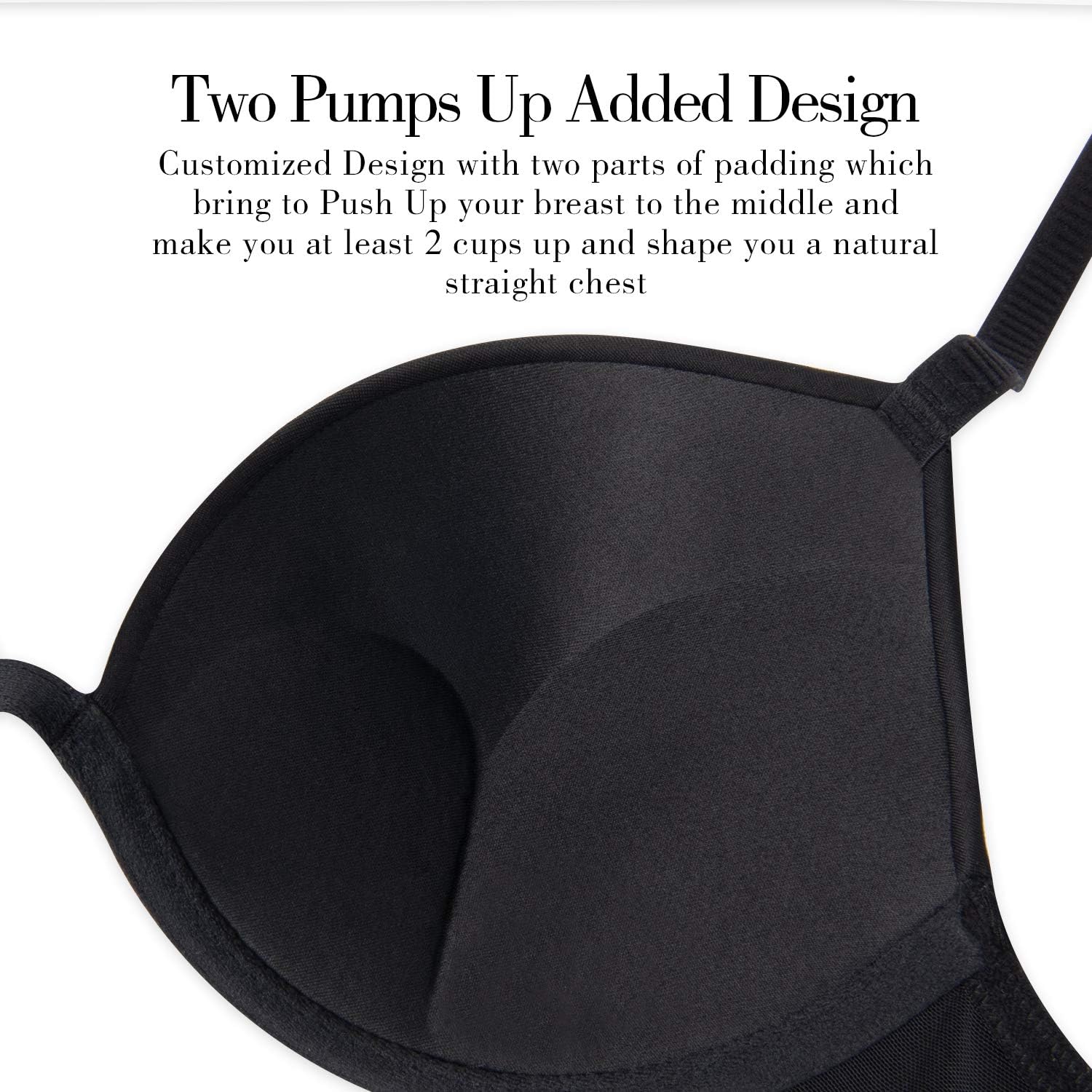 Push Up Bra Deep V Plunge Underwire T-Shirt Bra Multiway 2 Cups Up