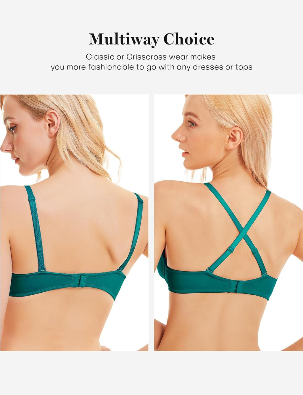 Push Up Bra Deep V Plunge Underwire T-Shirt Bra Multiway 2 Cups Up