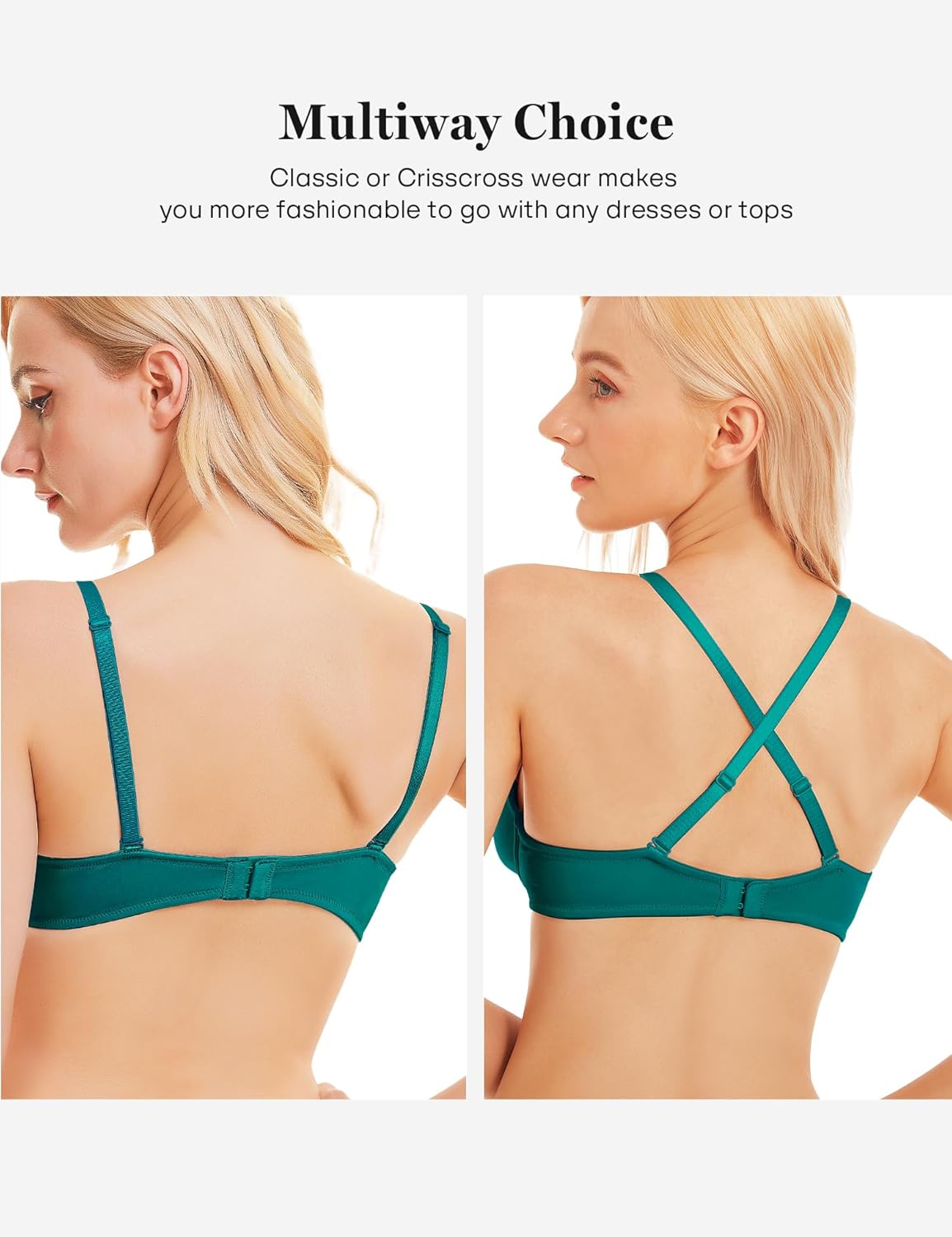 Push Up Bra Deep V Plunge Underwire T-Shirt Bra Multiway 2 Cups Up