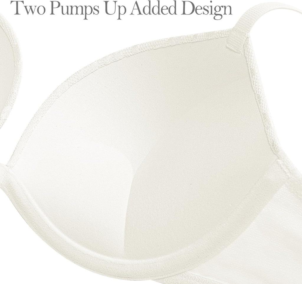Push Up Bra Deep V Plunge Underwire T-Shirt Bra Multiway 2 Cups Up