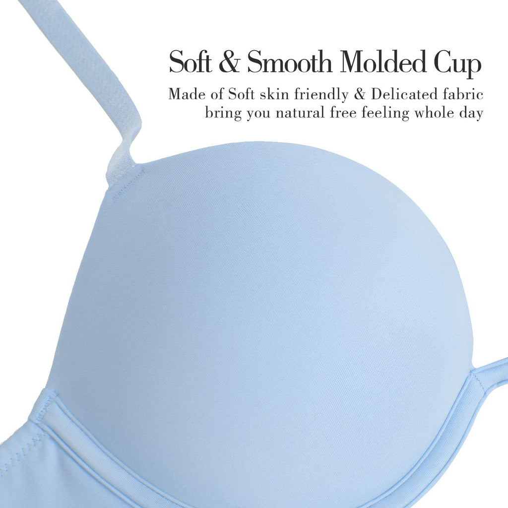 Push Up Bra Deep V Plunge Underwire T-Shirt Bra Multiway 2 Cups Up