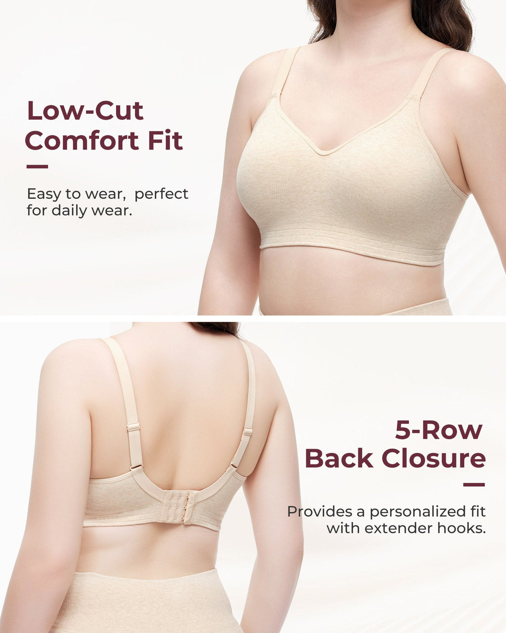 U.S. Cotton Seamless Wireless Everyday Bras