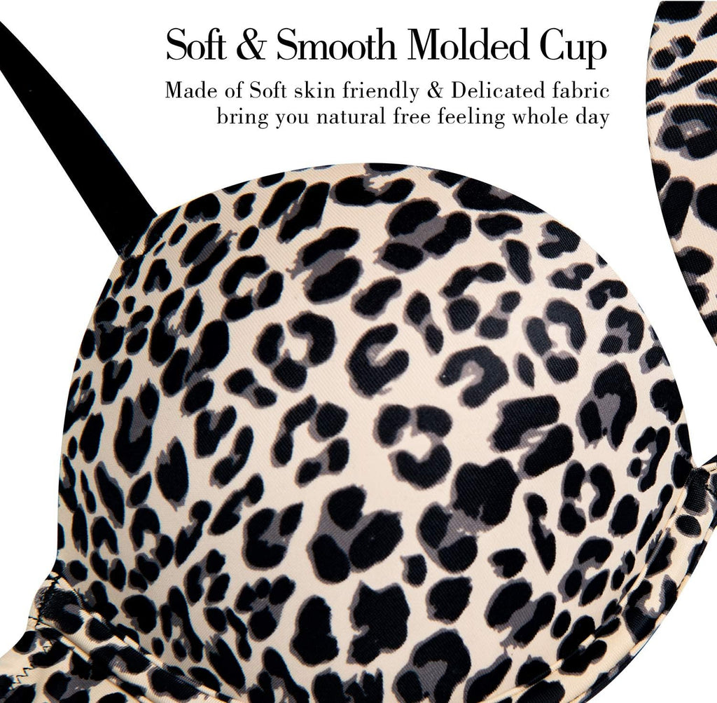 Push Up Bra Deep V Plunge Underwire T-Shirt Bra Multiway 2 Cups Up