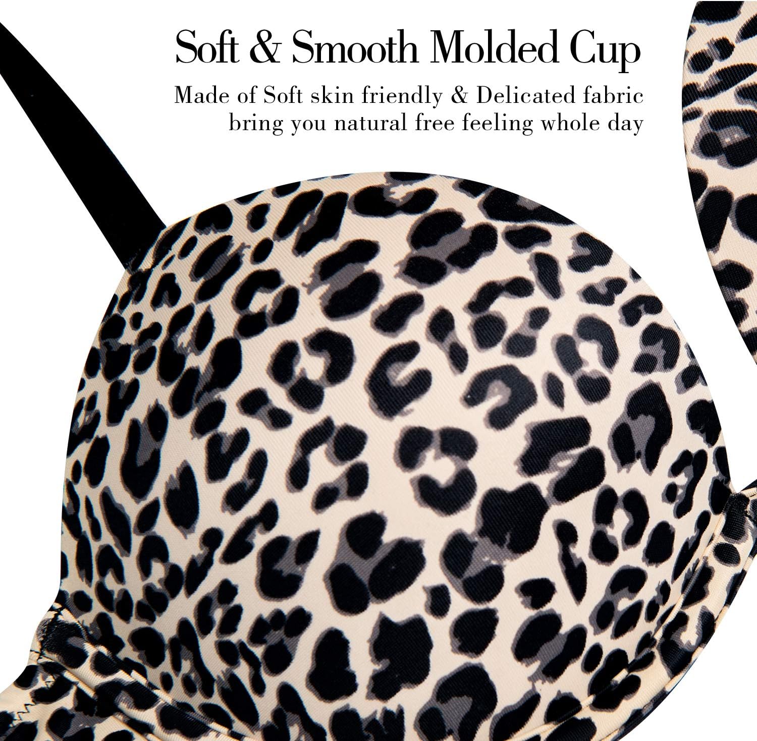 Push Up Bra Deep V Plunge Underwire T-Shirt Bra Multiway 2 Cups Up