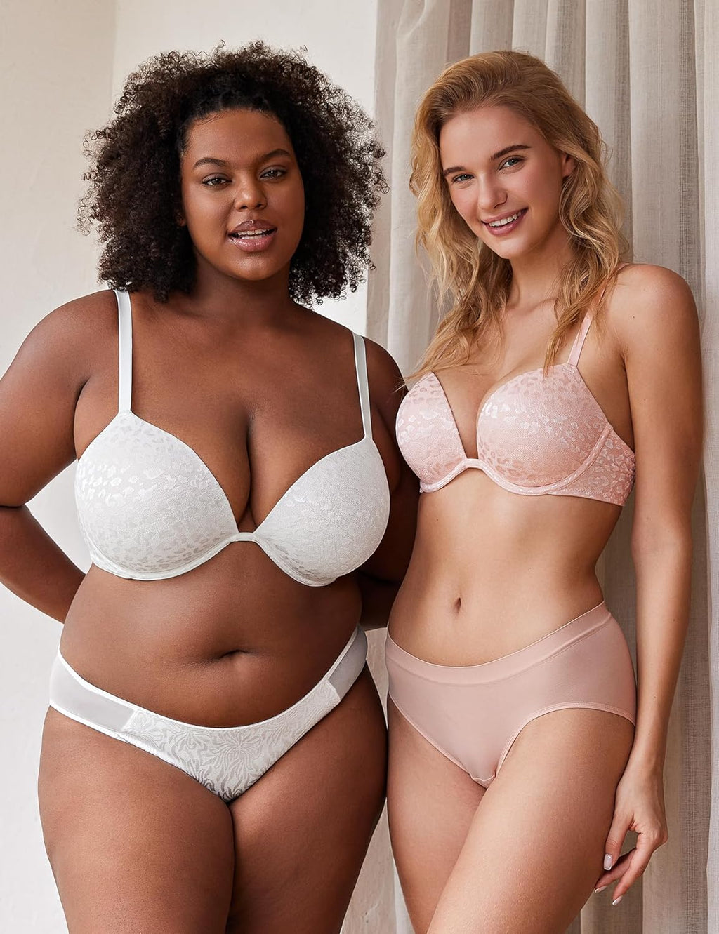 Push Up Bra Deep V Plunge Underwire T-Shirt Bra Multiway 2 Cups Up