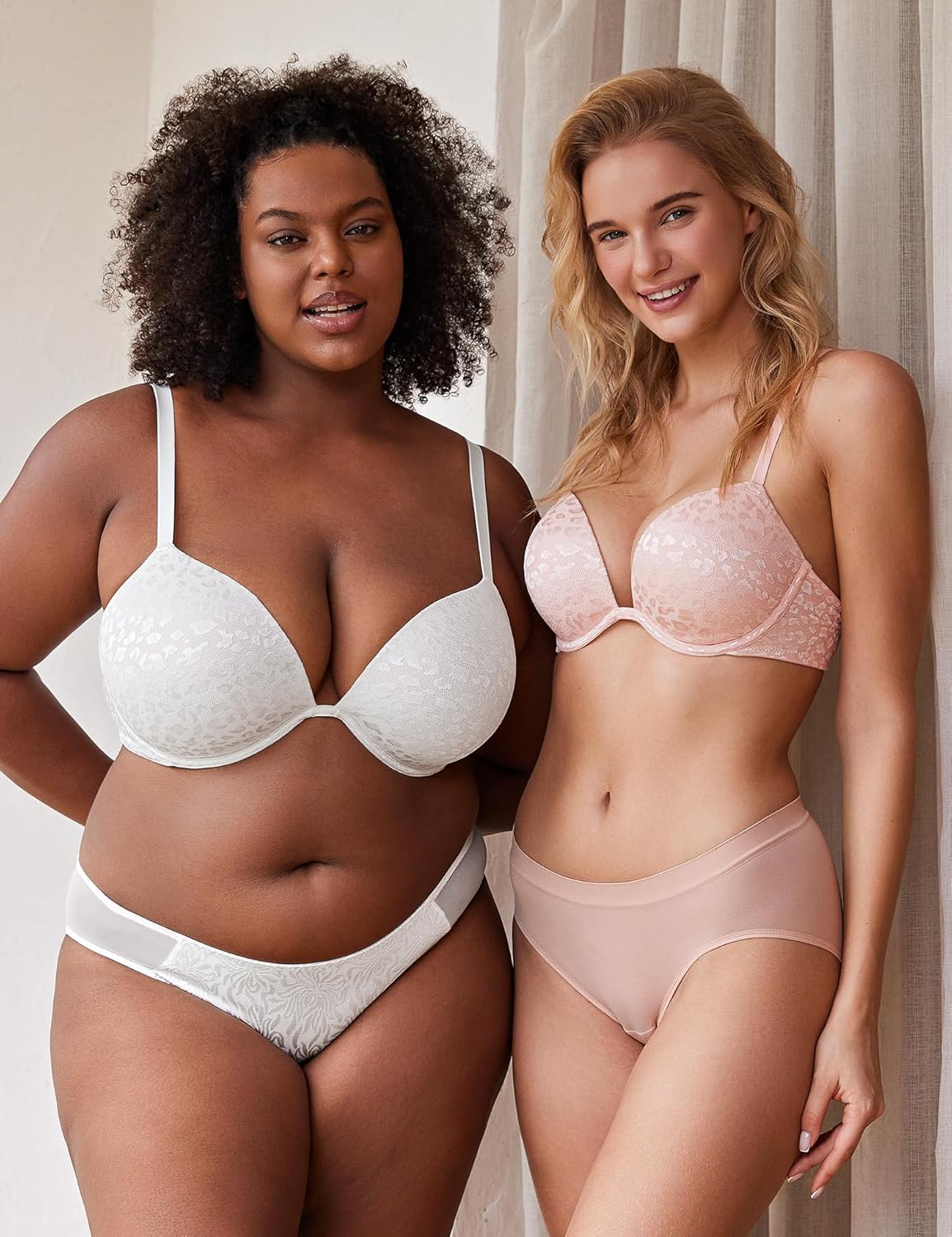 Push Up Bra Deep V Plunge Underwire T-Shirt Bra Multiway 2 Cups Up