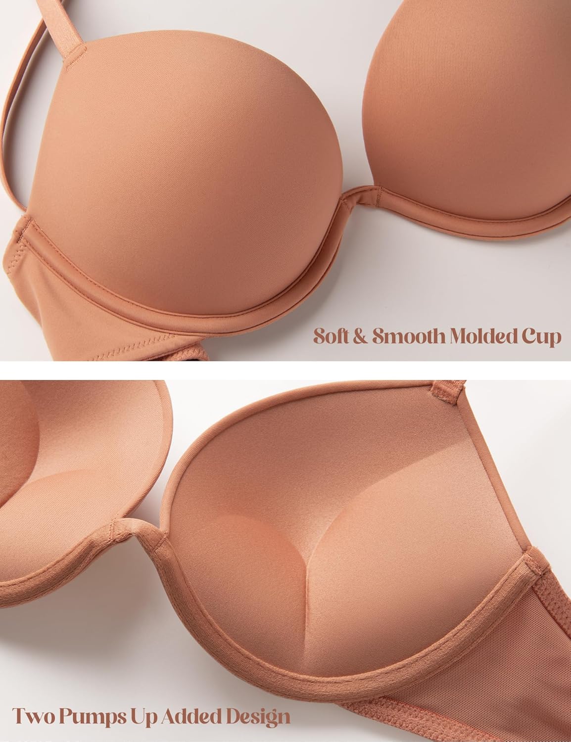 Push Up Bra Deep V Plunge Underwire T-Shirt Bra Multiway 2 Cups Up