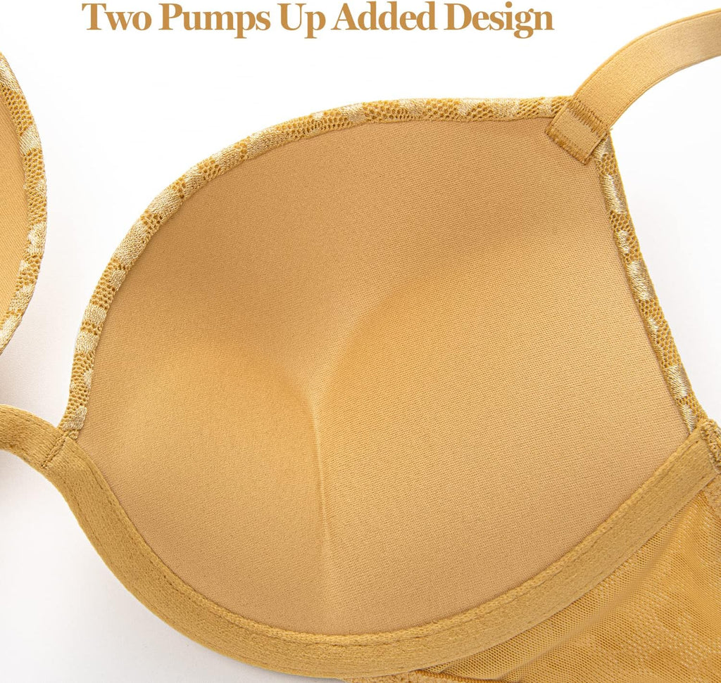 Push Up Bra Deep V Plunge Underwire T-Shirt Bra Multiway 2 Cups Up