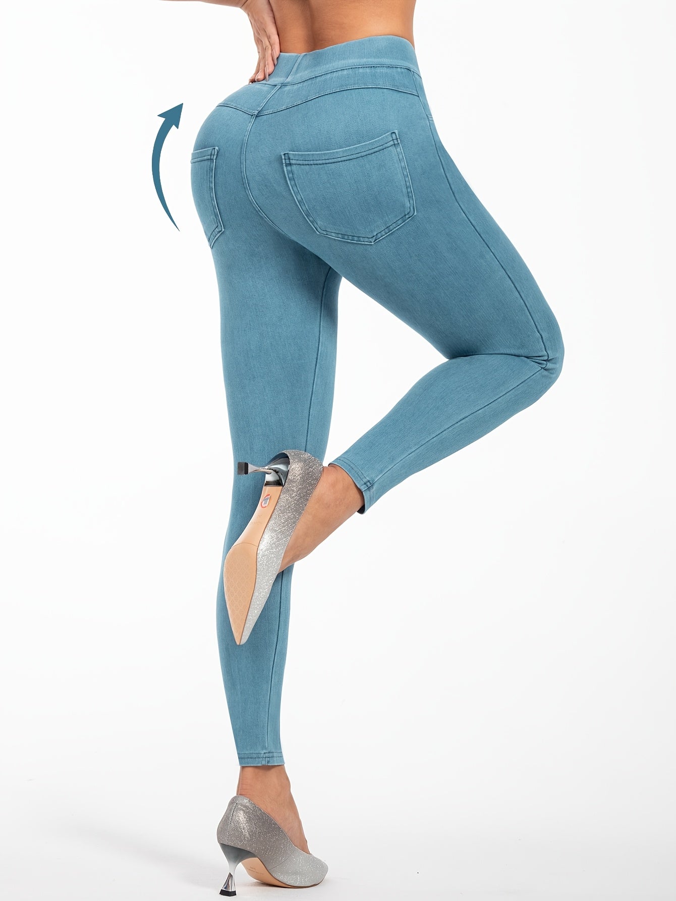 Seraphina: Elastic Faux Denim Leggings