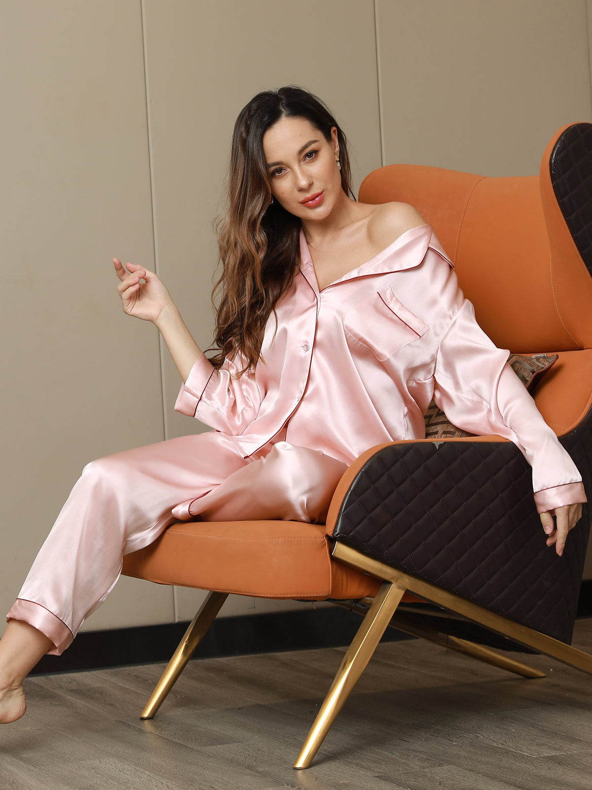Women's Natural Silk Long Sleeve Pajama Set