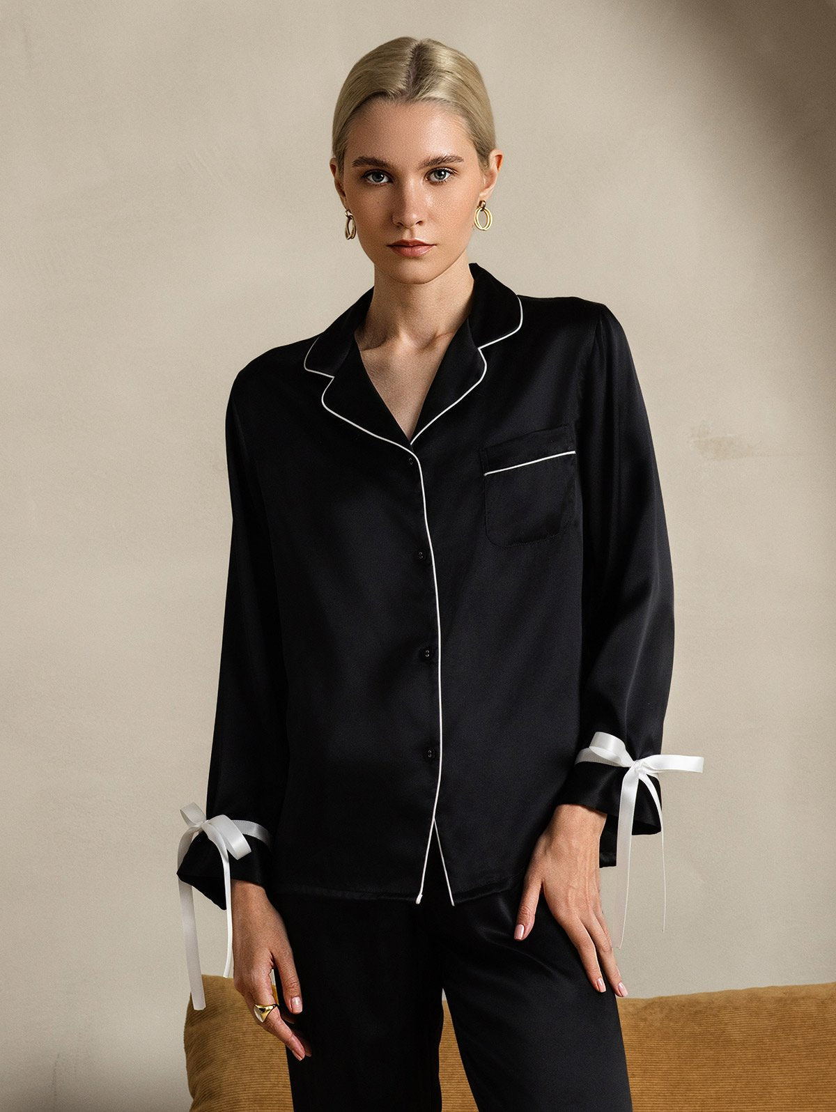 Pure Silk Long Sleeve Pants Pajama Set