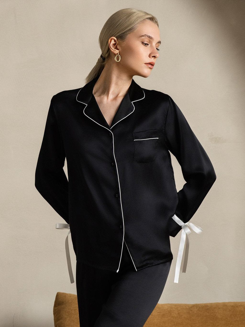 Pure Silk Long Sleeve Pants Pajama Set