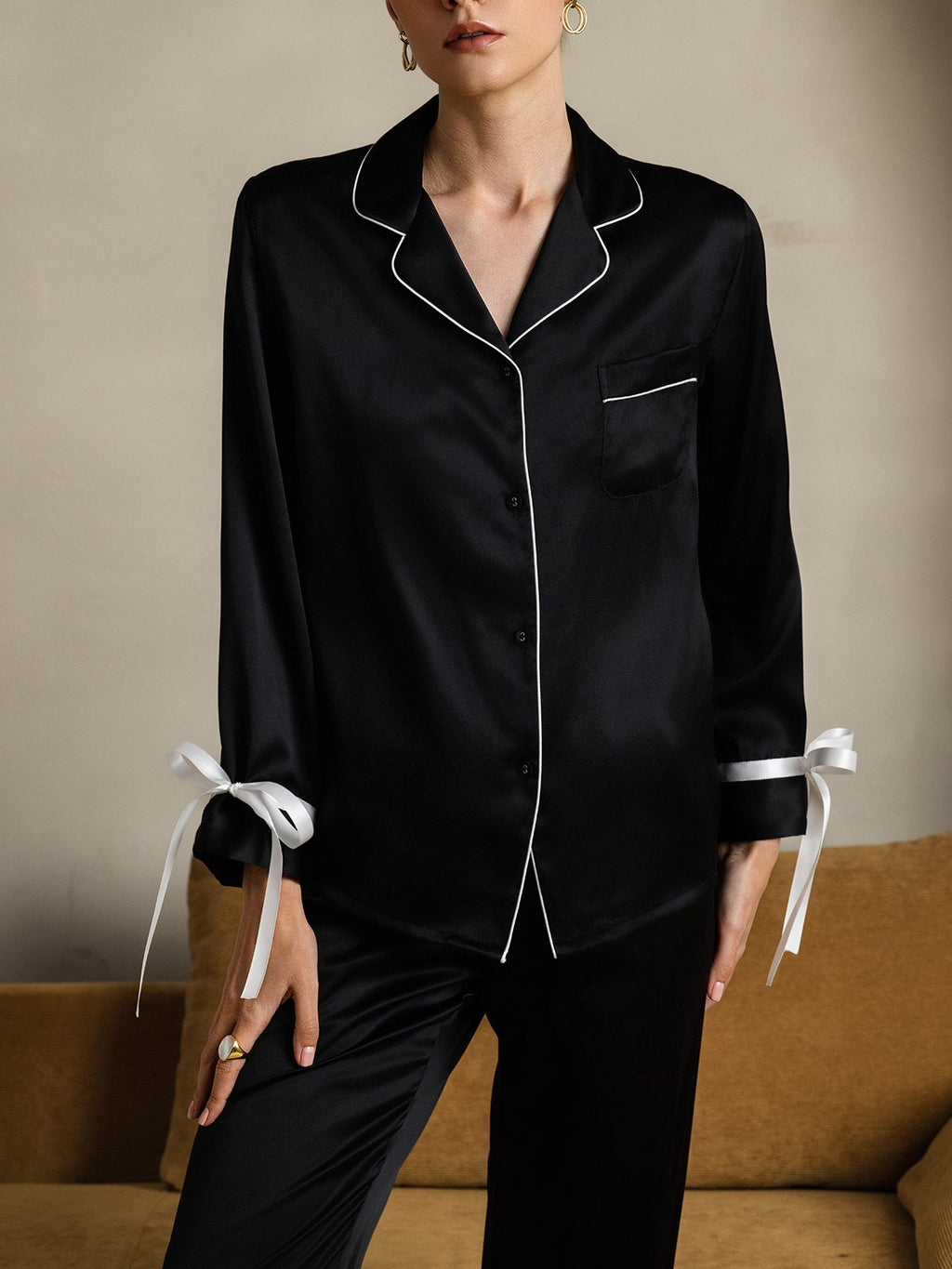 Pure Silk Long Sleeve Pants Pajama Set