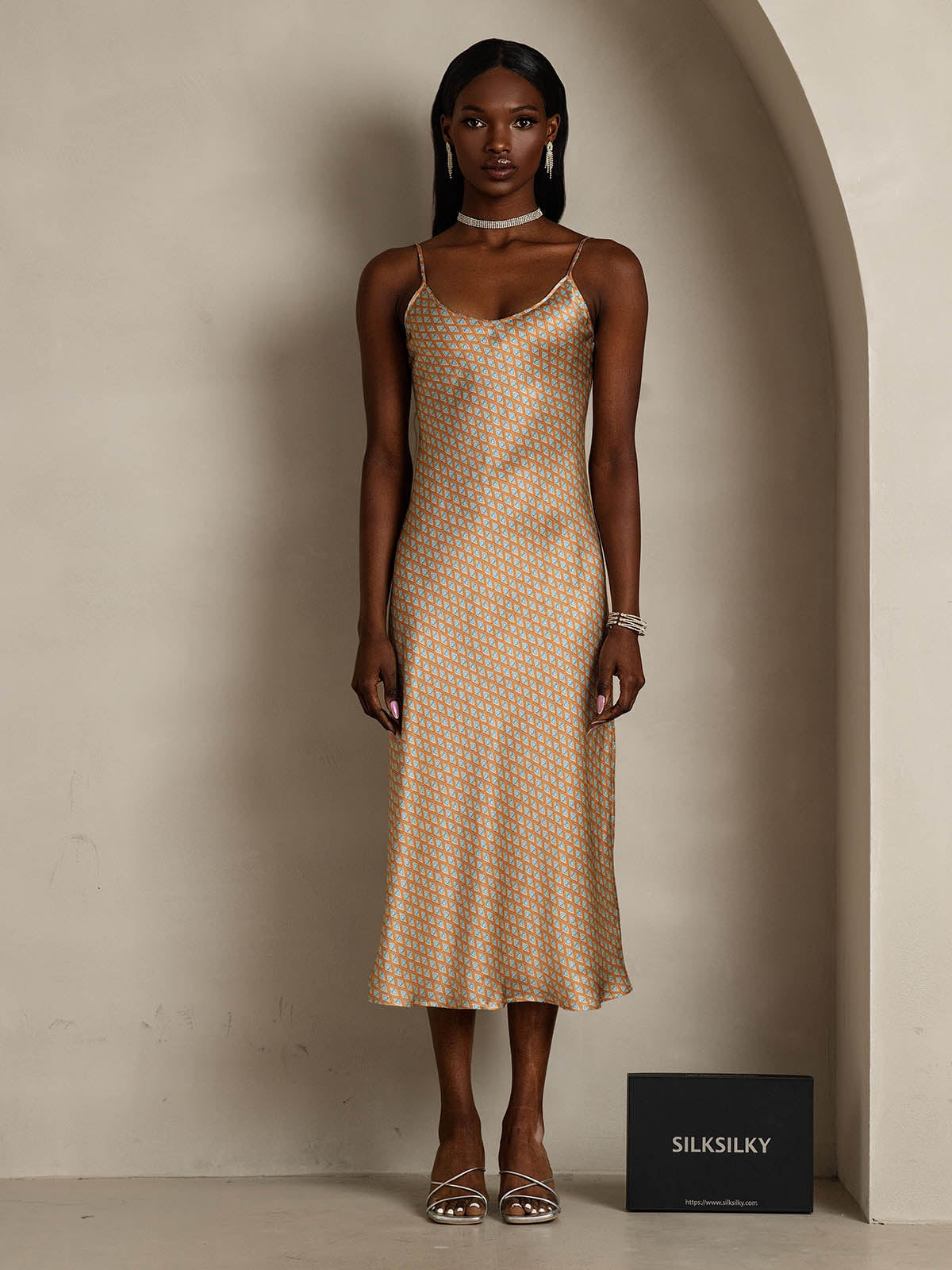 Pure Silk Spaghetti Strap Midi Nightgown