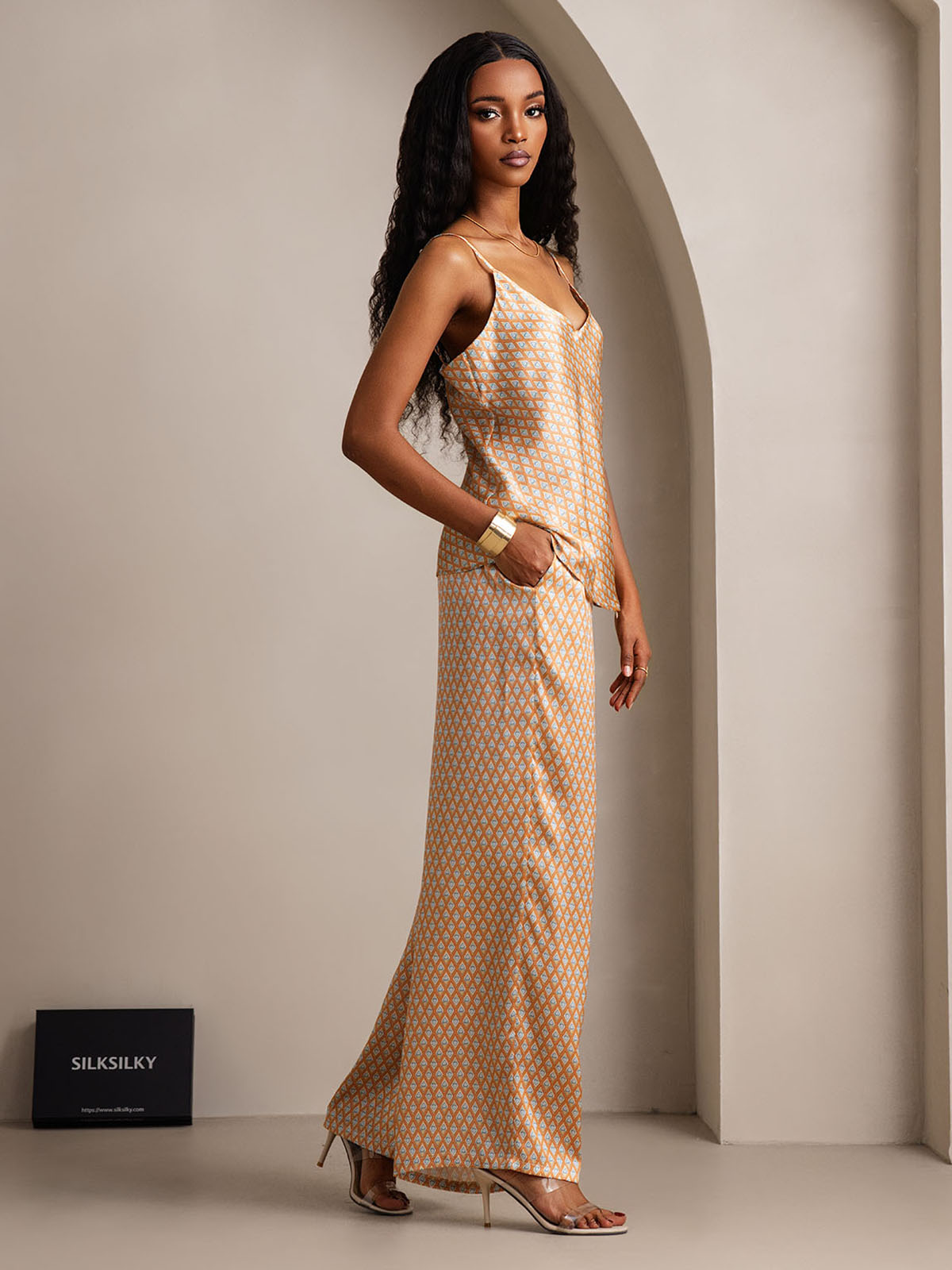 Pure Silk Cami & Wide Leg Pants Pajama Set