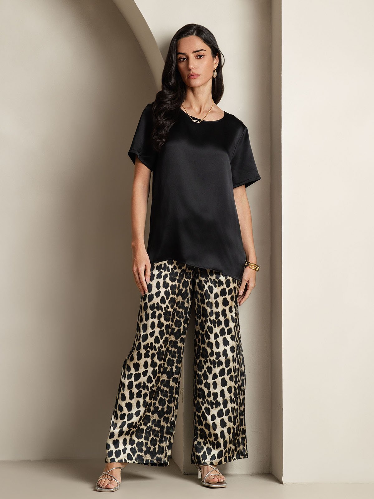 Pure Silk Casual Short-sleeved Pajama Set