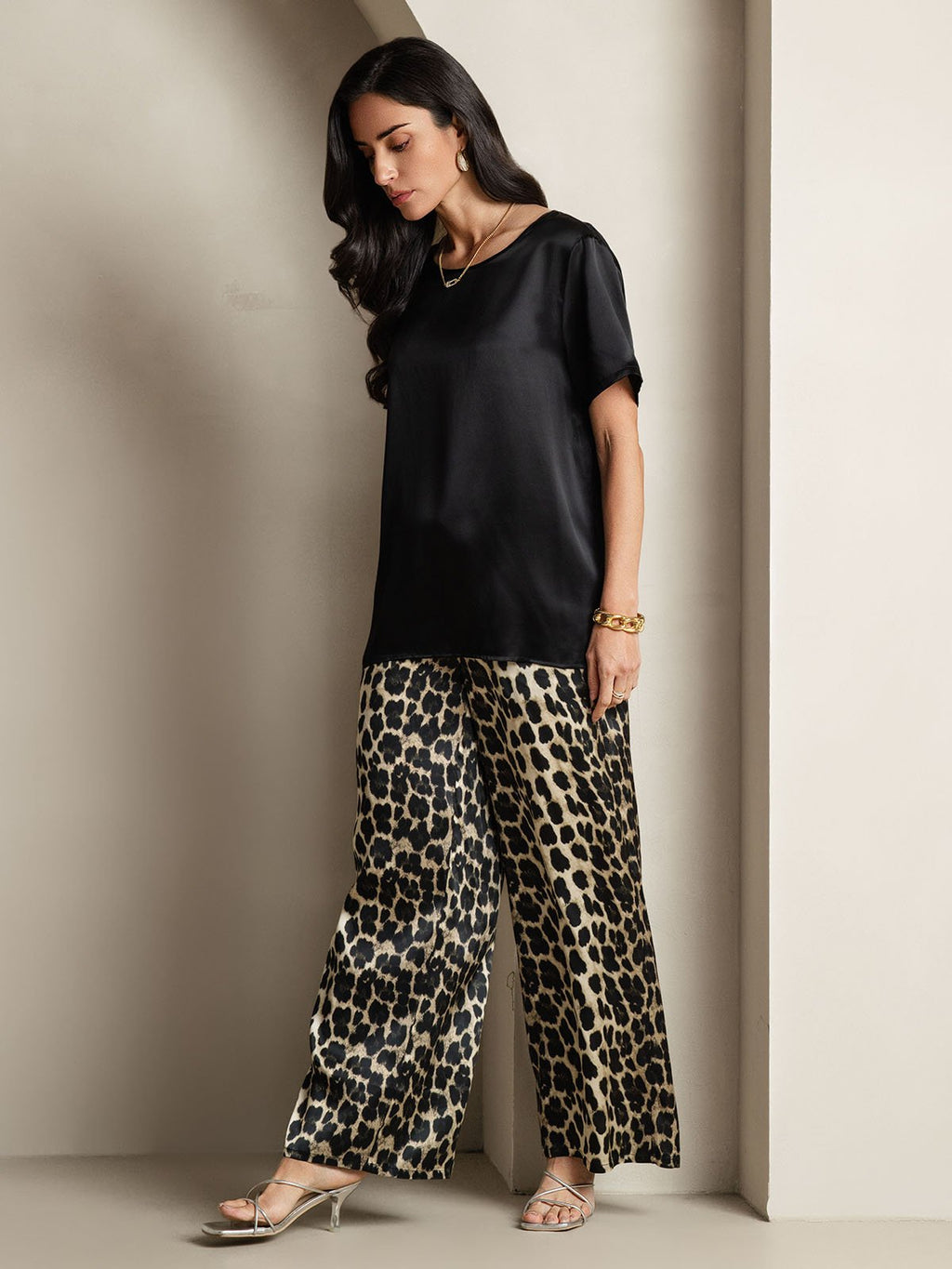 Pure Silk Casual Short-sleeved Pajama Set