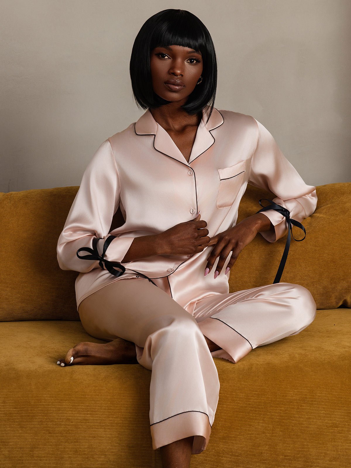 Pure Silk Long Sleeve Pants Pajama Set