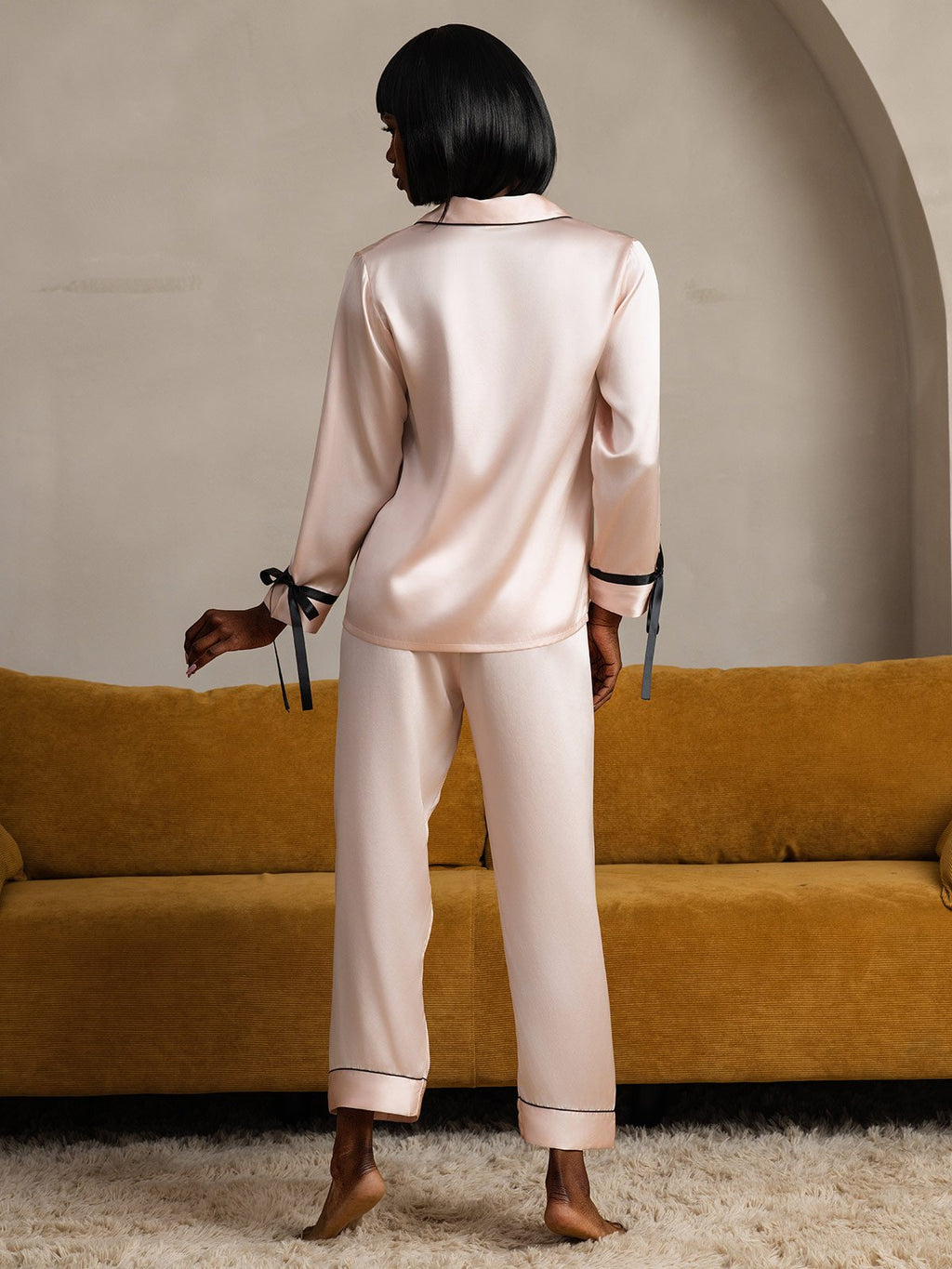 Pure Silk Long Sleeve Pants Pajama Set