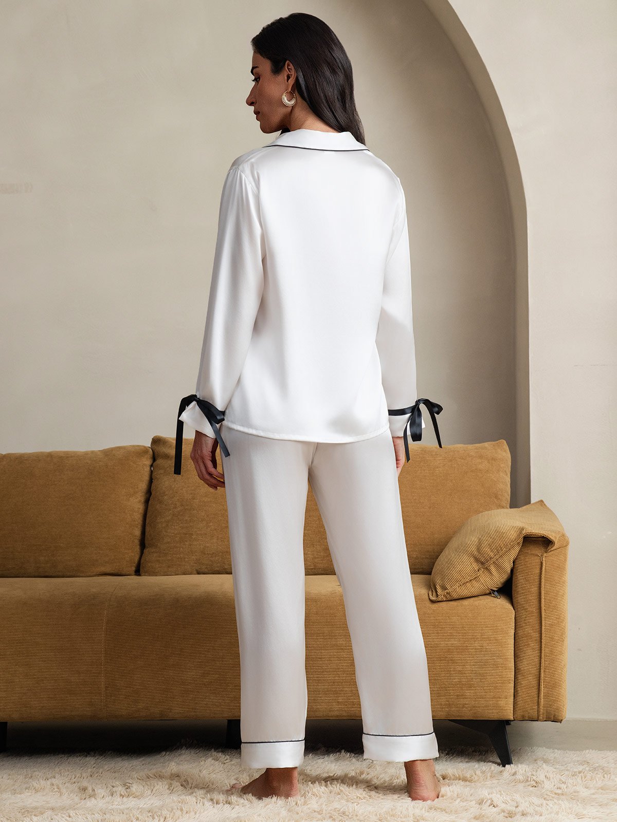 Pure Silk Long Sleeve Pants Pajama Set