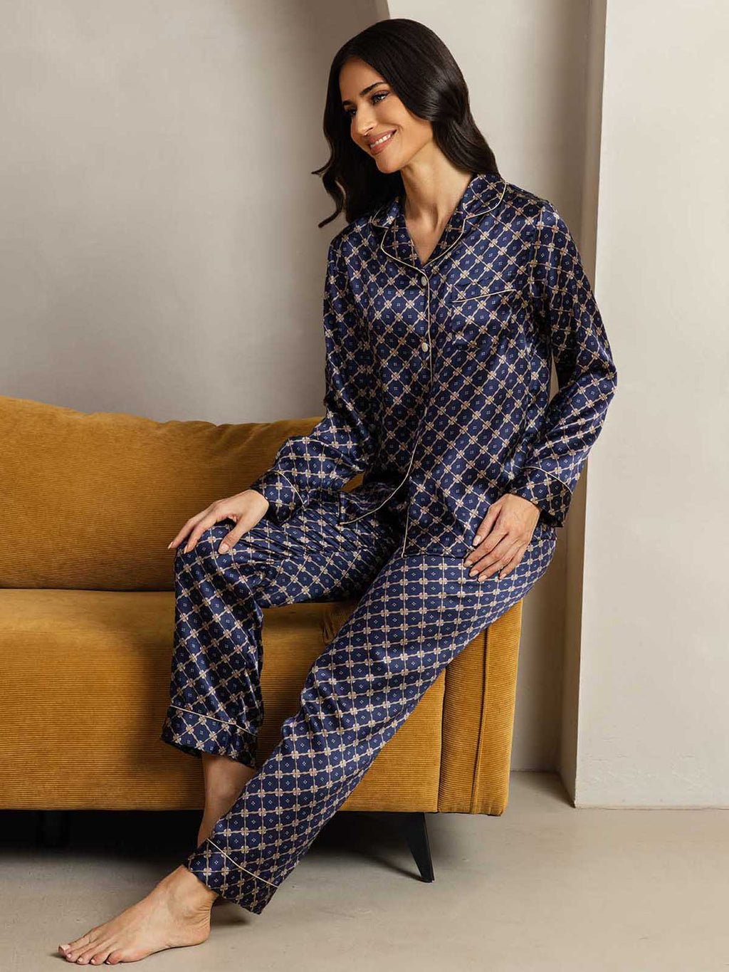 Women's Natural Silk Long Sleeve Pajama Set