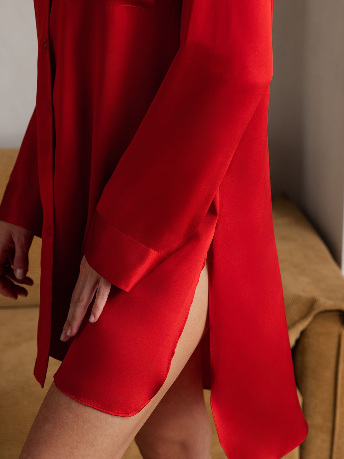 Pure Silk Nightshirt with High-Low Hem