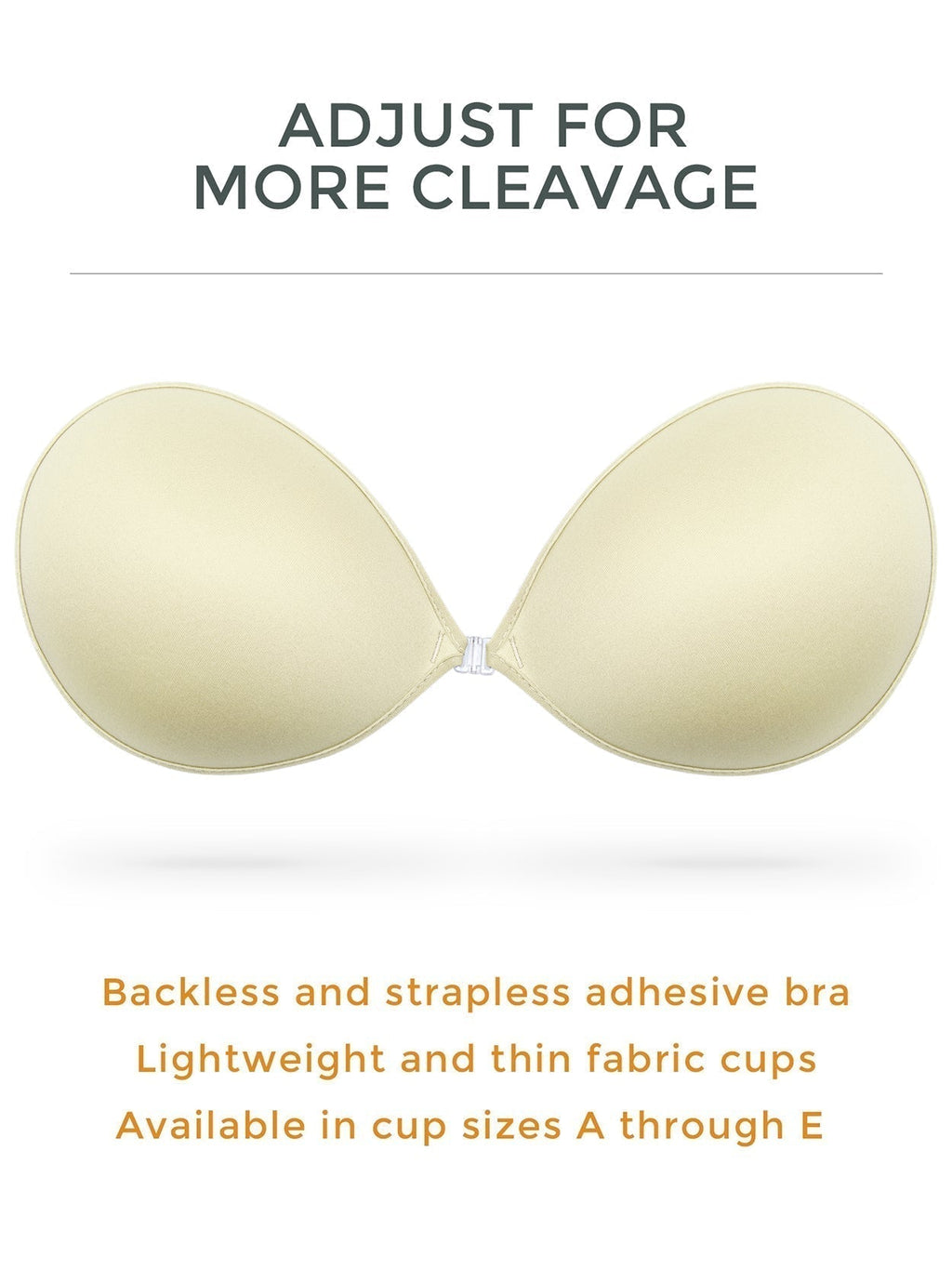 Adhesive Push-up Reusable Self Silicone Bra Beige