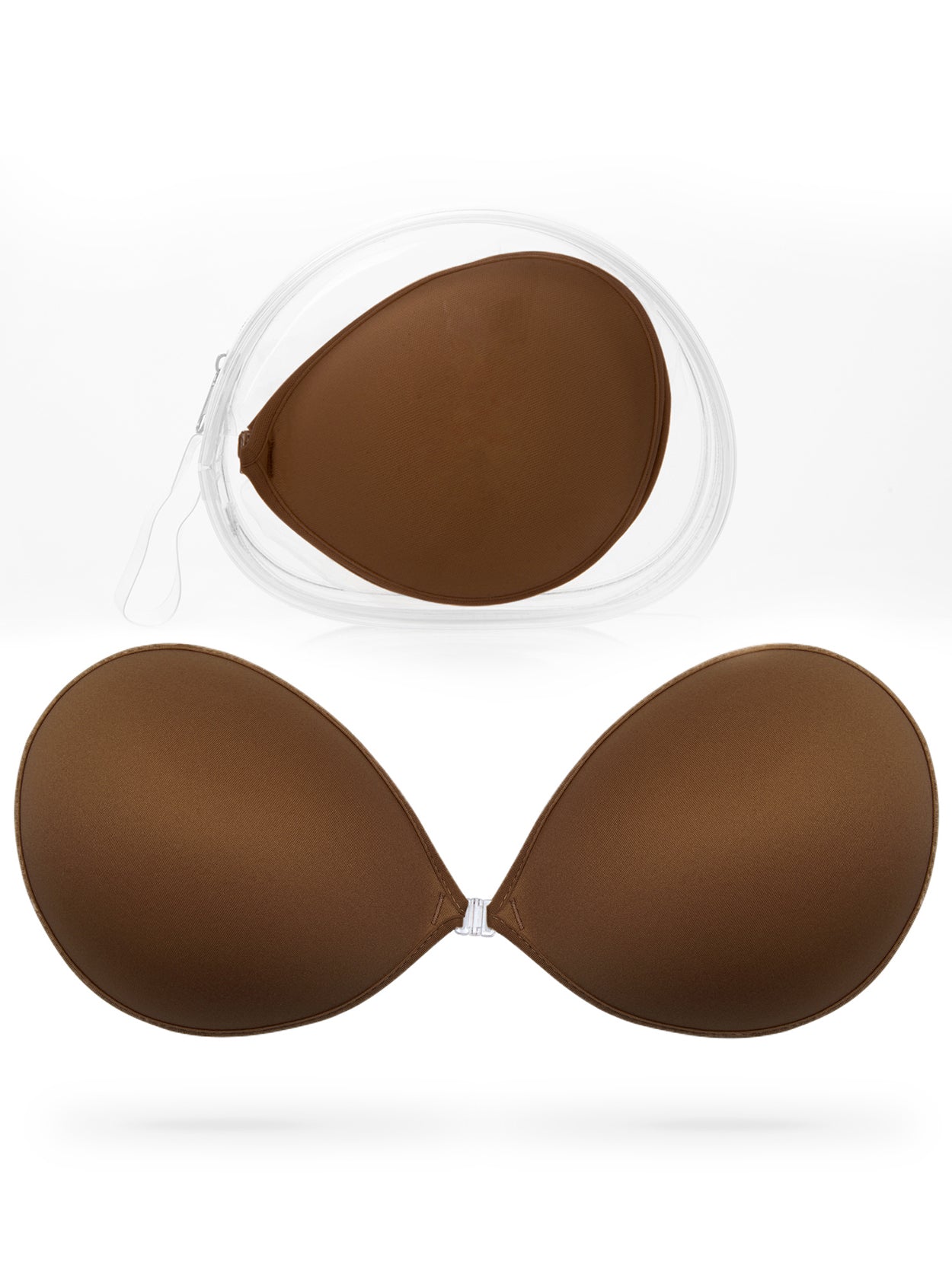 Adhesive Push-up Reusable Self Silicone Bra Coffee Brown