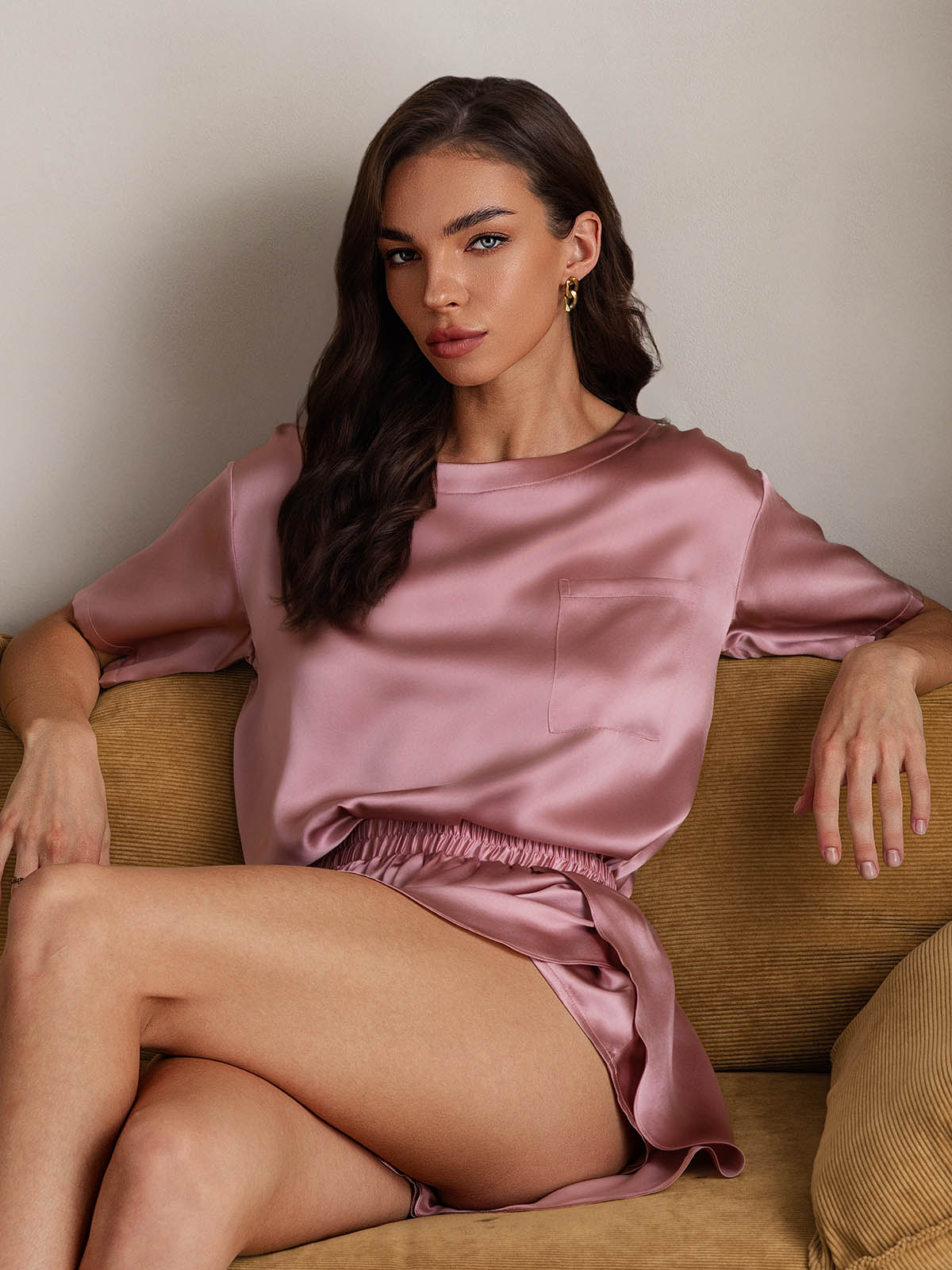 Pure Silk Short Sleeve Pajamas