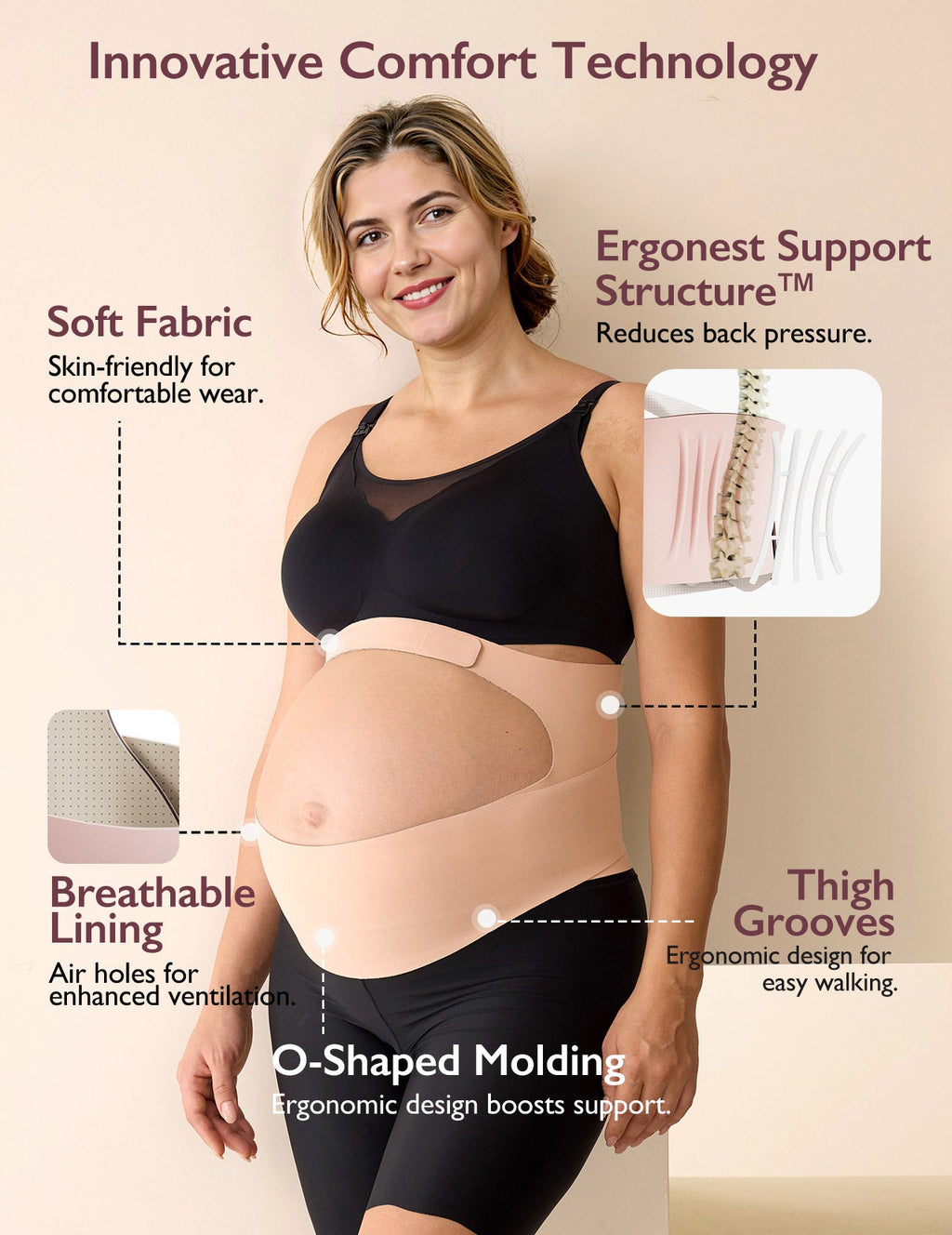 Pregnancy Comfort Bundle: Ergonest Belly Band and Ultra Soft Seamless Nursing Bra YN21