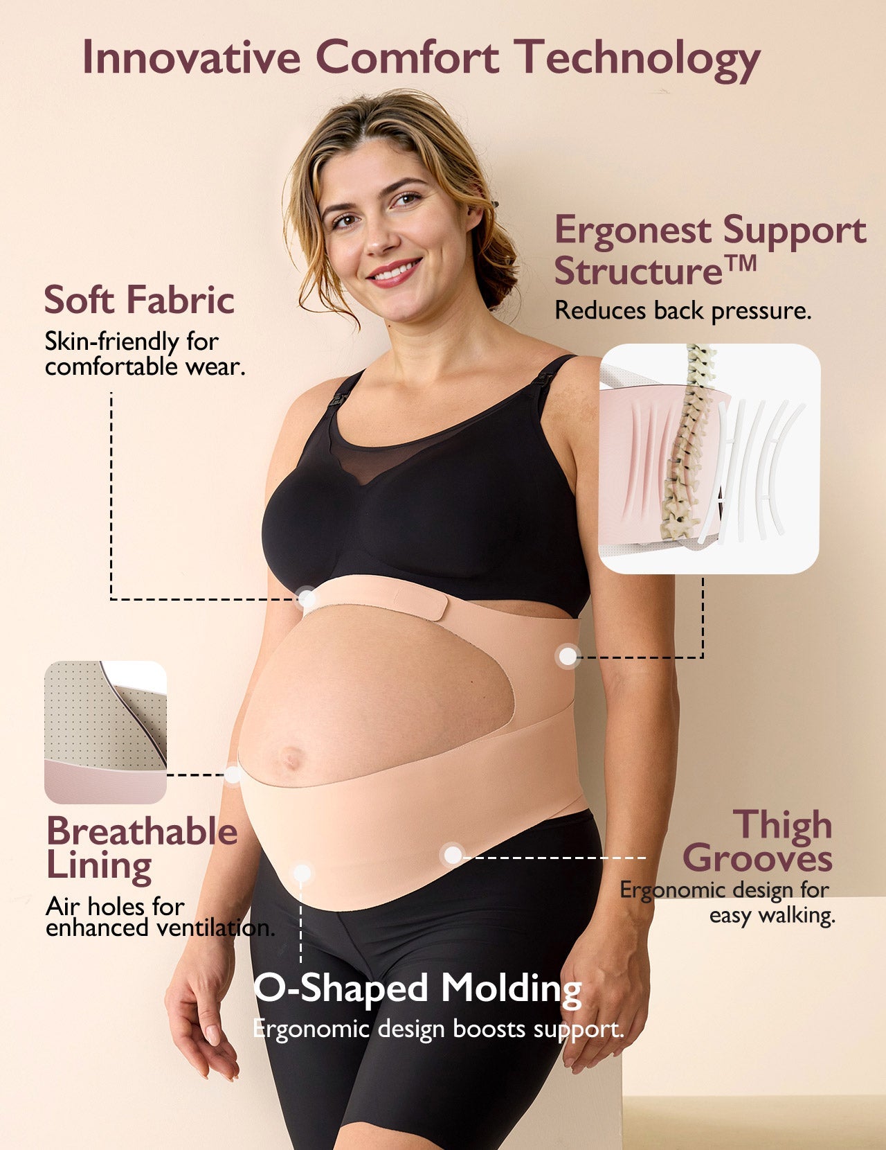 Pregnancy Comfort Bundle: Ergonest Belly Band and Ultra Soft Seamless Nursing Bra YN21
