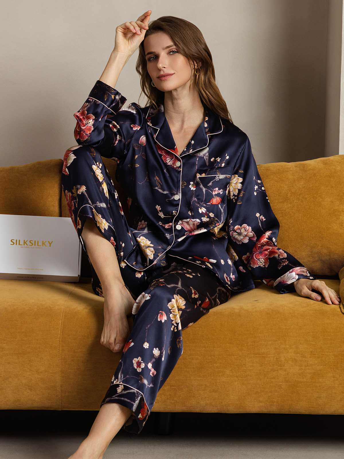 Women's Natural Silk Long Sleeve Pajama Set