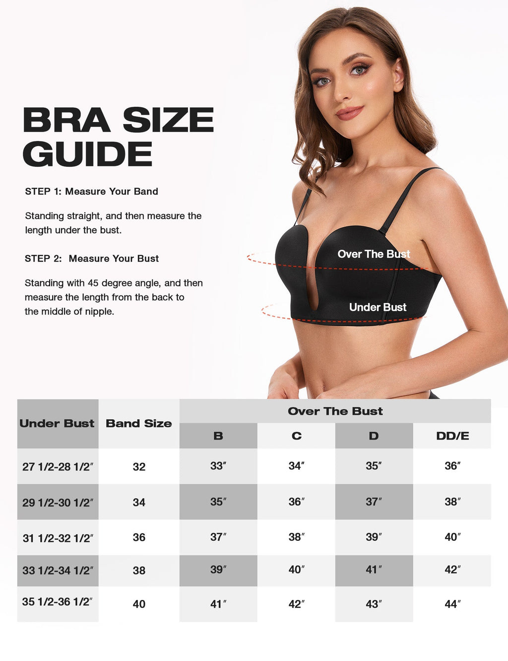 Deep V Wireless Push-Up Bra Black